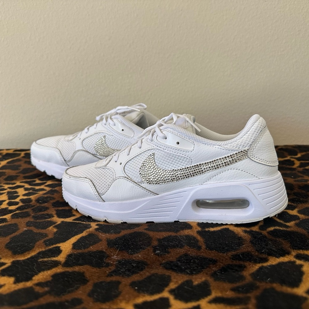 Nike Air Max SC Triple White with Rhinestone Accents